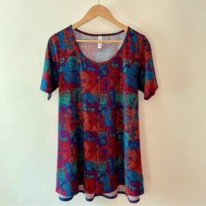 LuLaRoe Perfect T Multicolor Short Sleeve Scoop Neck Top Size L
